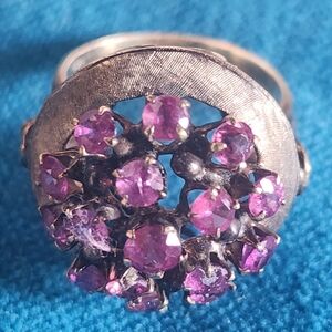 Antique 14K yellow gold RUBY throne cluster cocktail ring